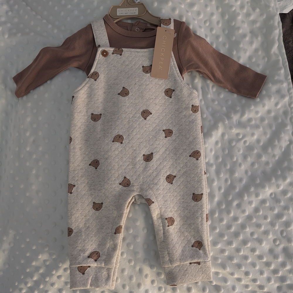 Chickpea Baby Bear Overalls Set